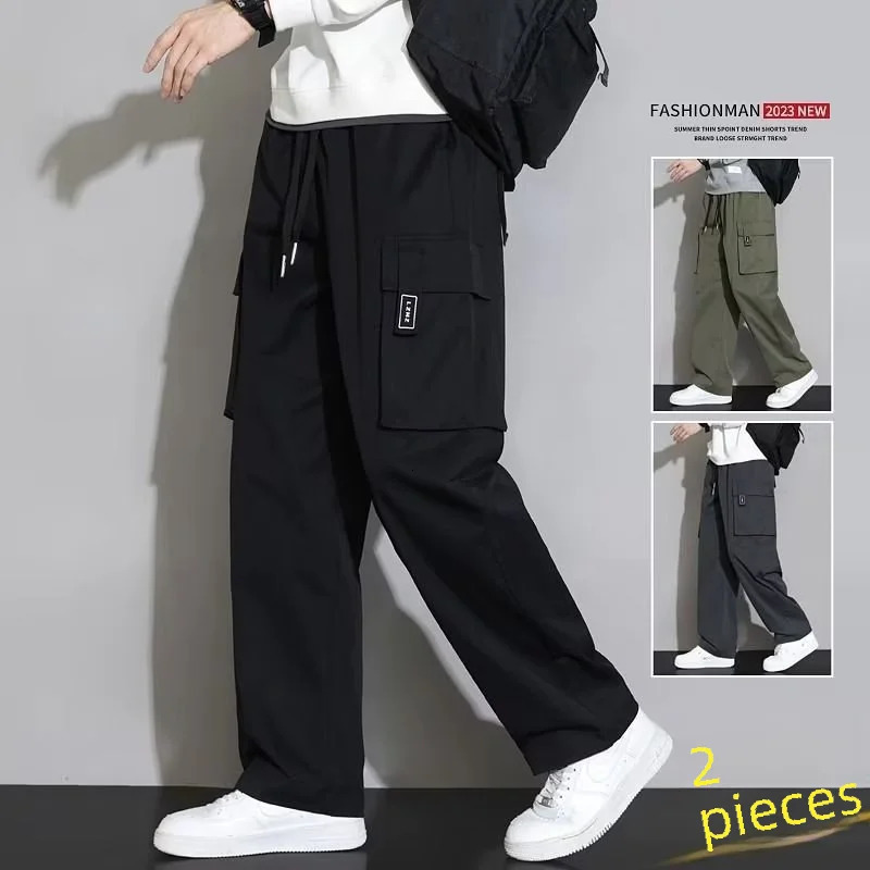 American Style Green Cargo Pants Loosefit Straightleg For Men Casual Long Trousers Autumn Youth 250717