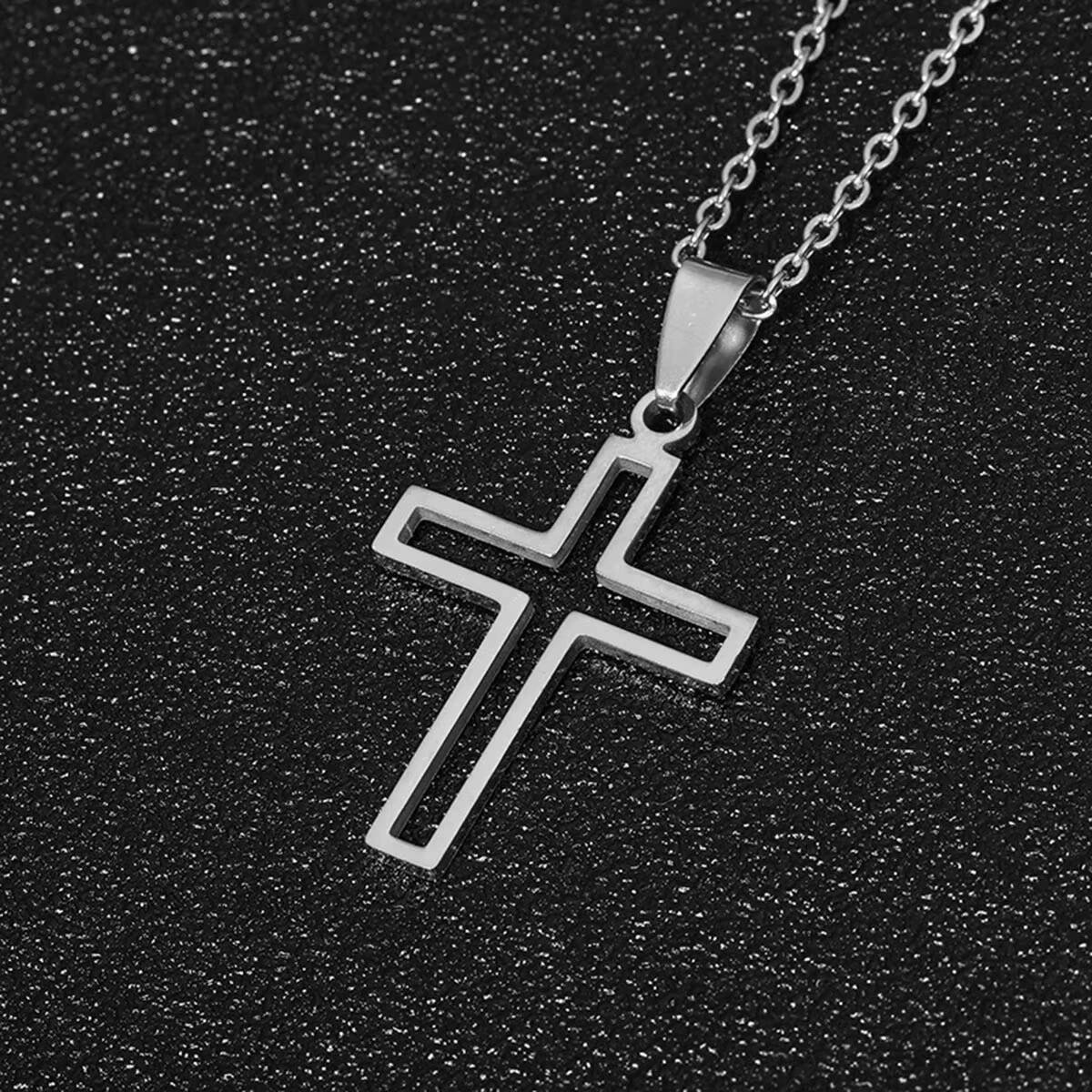 Simple Religious Stainless Steel Cross Pendant Necklace Gold Plated for Men and Womens Anniversary Jewelry Gift Chain Type