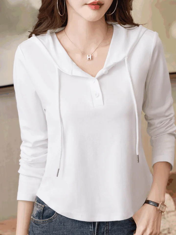 ibrant Solid Color Collared TShirt Soft Breathable Long Sleeve Top for Spring Fall Womens Casual Clothing Comfortable 250729