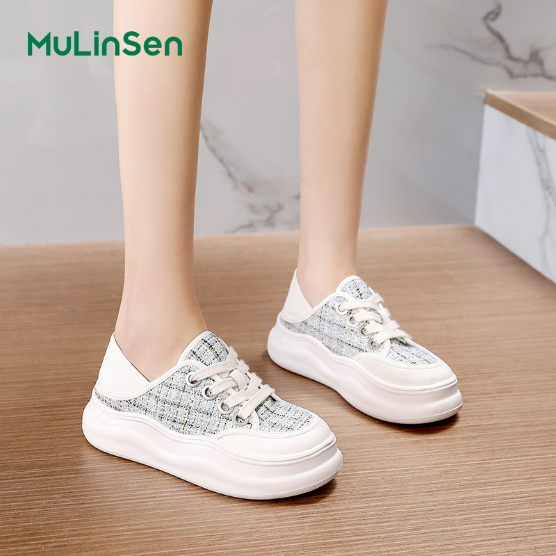 Mulinsen canvas shoes women's 2025 new spring and summer breathable women's shoes students all-match soft bottom casual low-top shoes