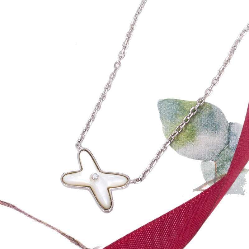 V Jin Shang Mei Rose Gold White Mother-of-Pearl Cross Necklace for Women High-Quality X-Shape Collarbone Chain Versatile Pendant