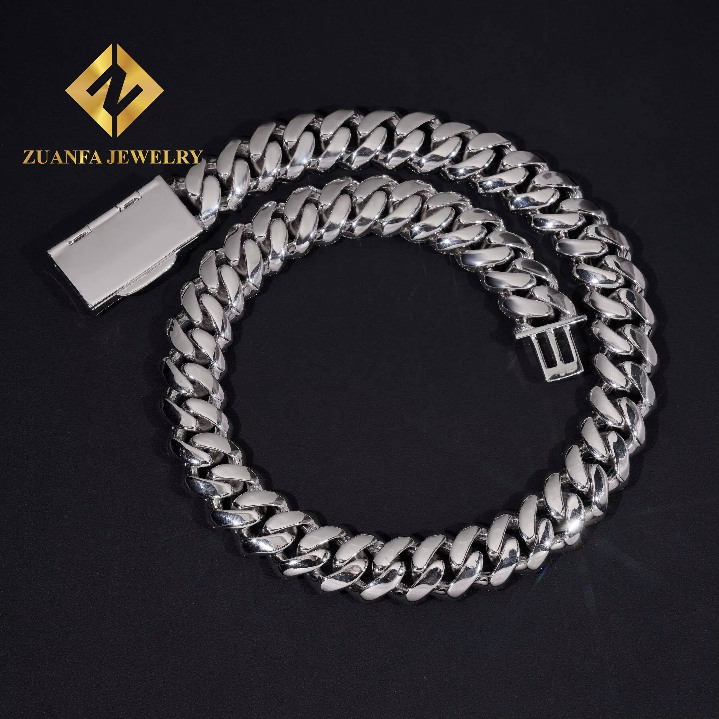 Big Chain 20mm 3rows Moissanite 925 Silver Gold Plated Cuban Chain Fine Jewelry