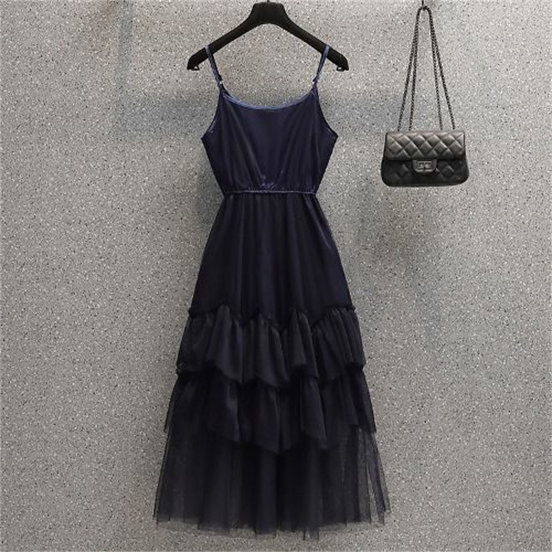 Lanjia- Free Shipping Designer New Spring Women Warm And Fashionable Short Jacket Mesh Suspender Skirt Two-Piece Set 3462B