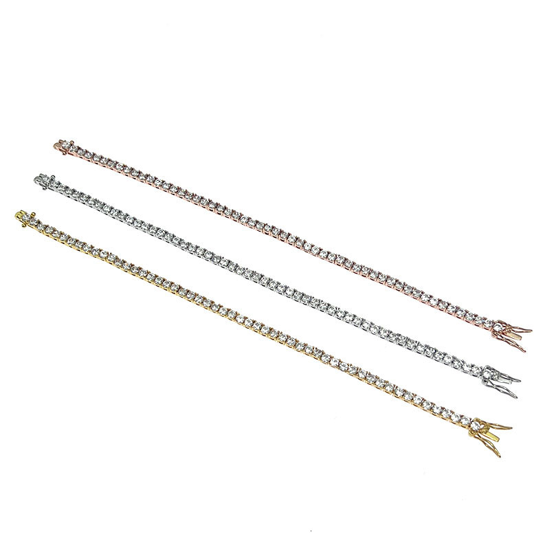 Tennis Chain Inlaid Full Dia Zircon Bracelet Gold-Plated Copper Jewelry