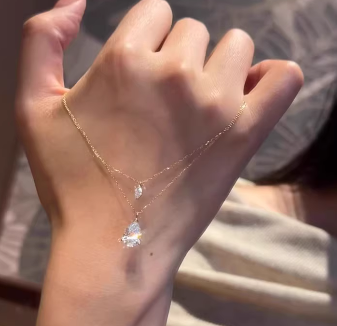 2025 Choucong Ins Top Sell Sweet Simple Fashion Jewelry Genuine 100% 925 Sterling Silver Water 18K Gold Fill Drop Lab Moissanite Elegant Beach Clavicl