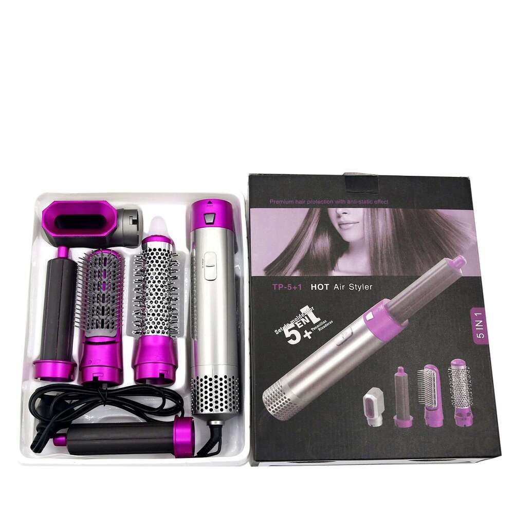 5-In-1 Curling Iron Curler Straightening Comb Suction Hair Dryer Non-Damaging