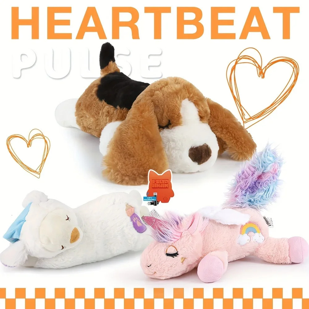 Plush Dog Toys Halloween Gifts Pet Heartbeat Soothing Chew Calming Aids Behavioral Training Toys 250729