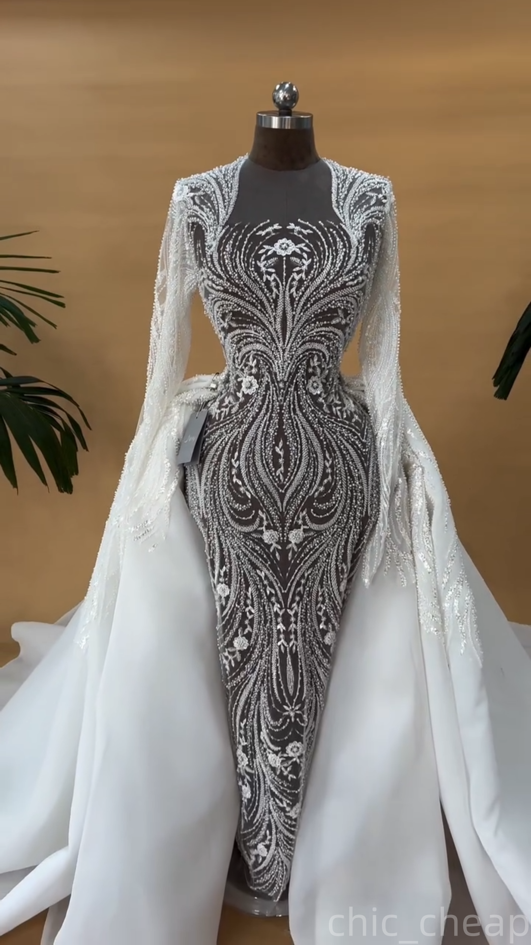 2025 Aso Ebi Plus Size Ivory Mermaid Wedding Dress Illusion Sequined Lace Detachable Train Bridal Gowns Dresses ZJ0681
