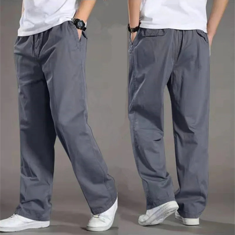 Summer thin cotton casual pants men loose straight leg 2024 mens trend all matching long 250717