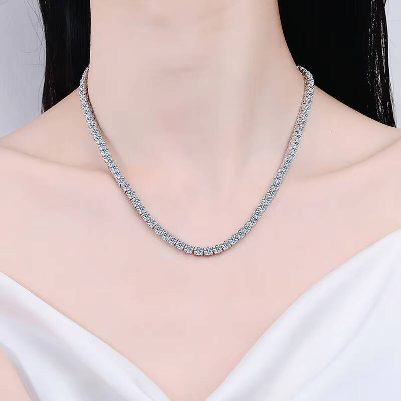 Wholesale Custom Iced Cubic Zirconia Plating Diamond Chain Elegant Jewelry Moissanite Tennis Necklace for Men Women