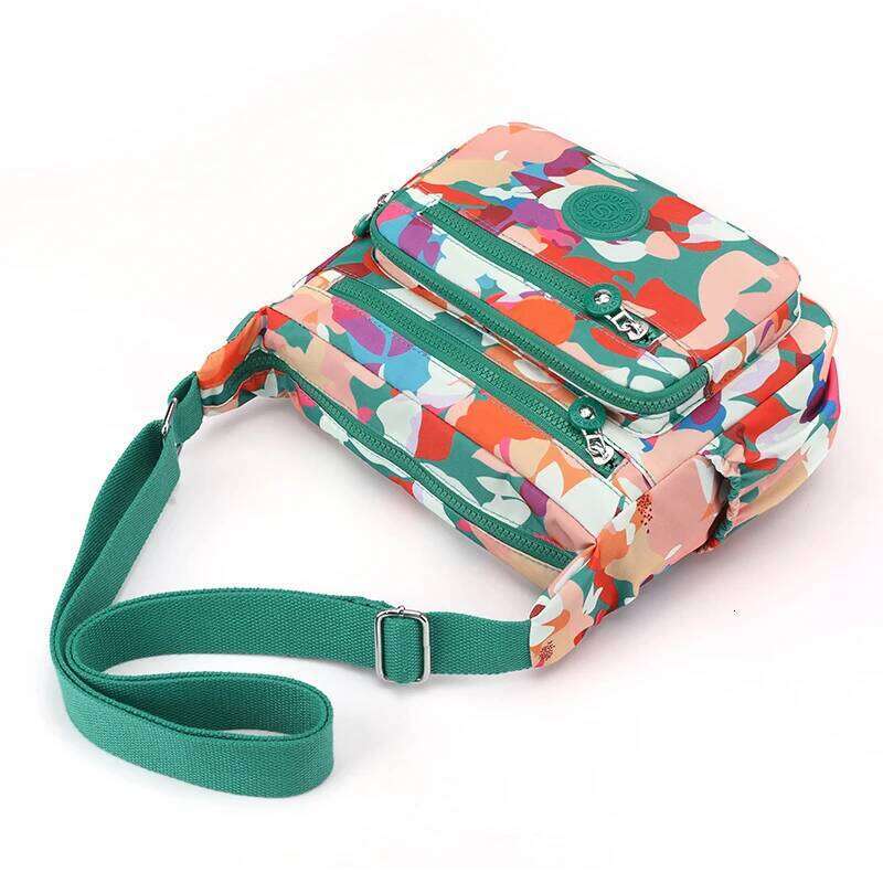 Fashion Floral Pattern Female Messenger High Quality Durable Nylon Shoulder Bag Pretty Style Multi-Pockets Women Handbag
