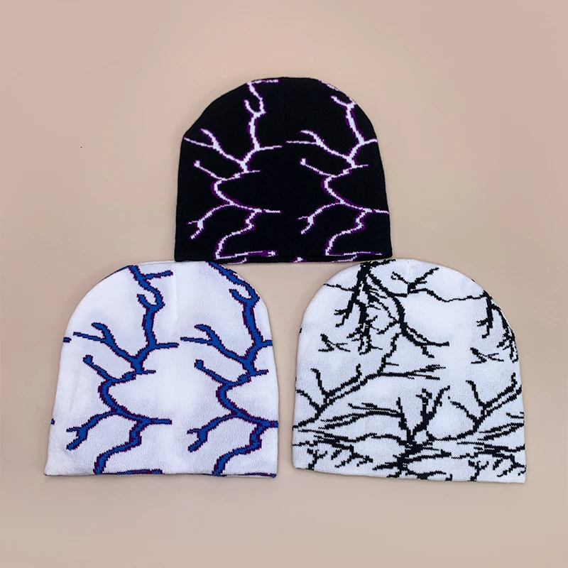 European Style Cool Lightning Knitted Hats Autumn and Winter Unisex Warm Hip Hop Versatile Personal Fashion Street Beanies 250724