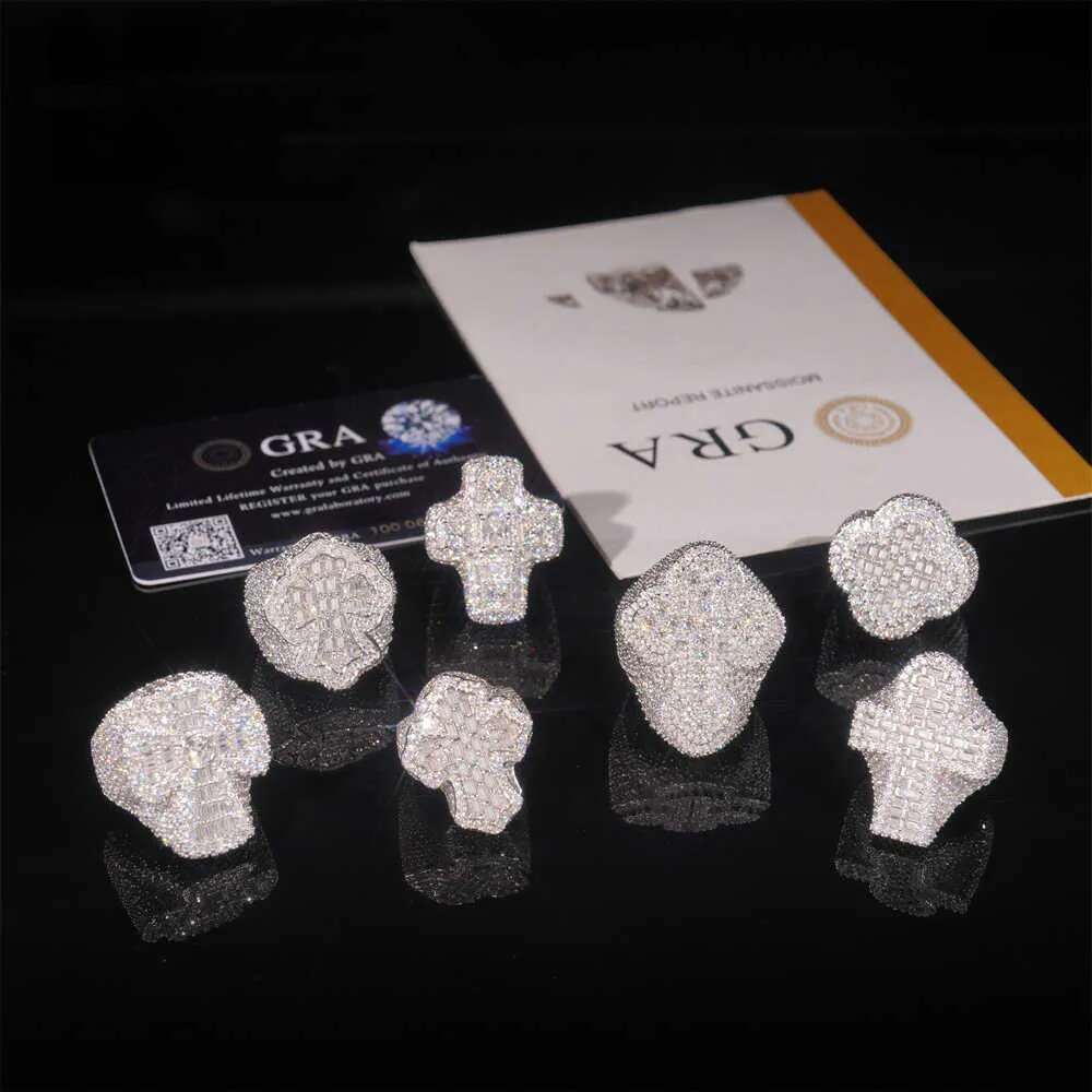 Style Hot Sale Vvs Men Dia Rings Sier Ice Out Cross Moissanite Hip Hop Ring Collection