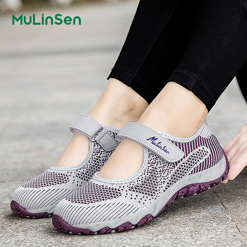 Mulinsen women's shoes 2025 new summer breathable mesh lightweight casual canvas shoes soft sole middle-aged elderly mother shoes