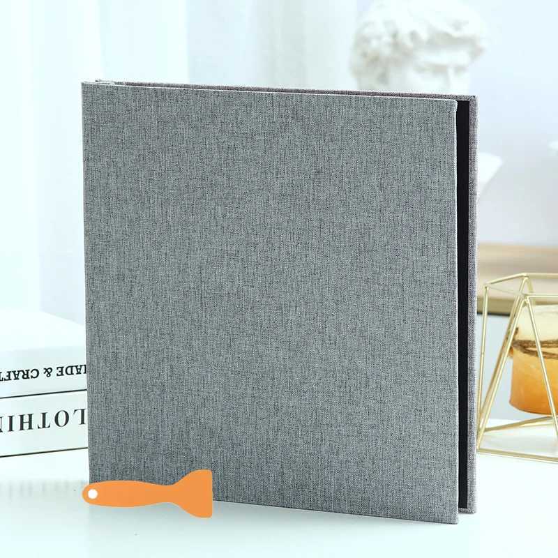Solid Color Large Photo Album Linen Self-Adhesive Laminating DIY Photo Album 20 Sheets Family Anniversary Wedding Photo Storage Z250729