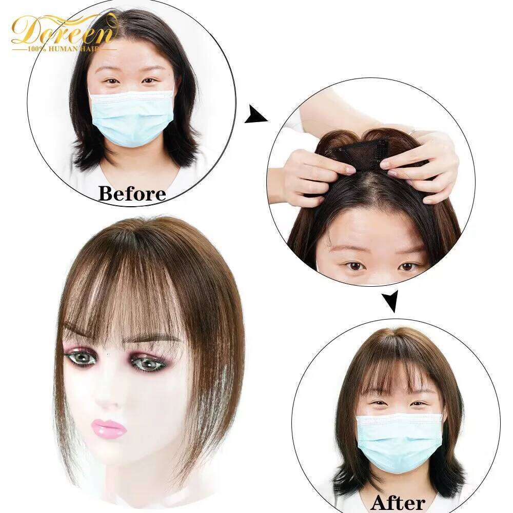 Doreen 8*11CM T-Part Lace for Women Remy Natural Human Topper with Clips 10 inch Hair Loss Accessories Handmade