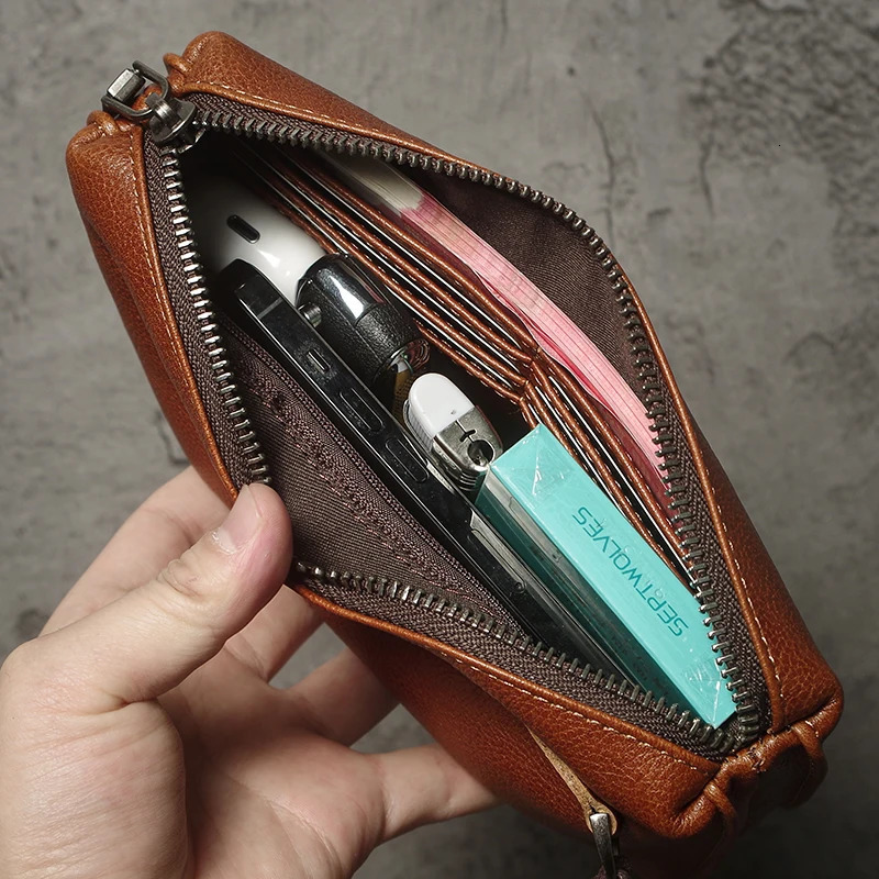 Mens Genuine Leather Clutch Bag High Quality Handbag Zipper Long Wallet Credit Card Bag Women Top Cowhide Mobile Phone Bag 250723