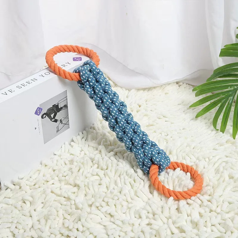 BiteResistant Interactive Tug Play For Medium To Large Breeds Durable DoubleRing Cotton Blend Dog Rope Toy 250729