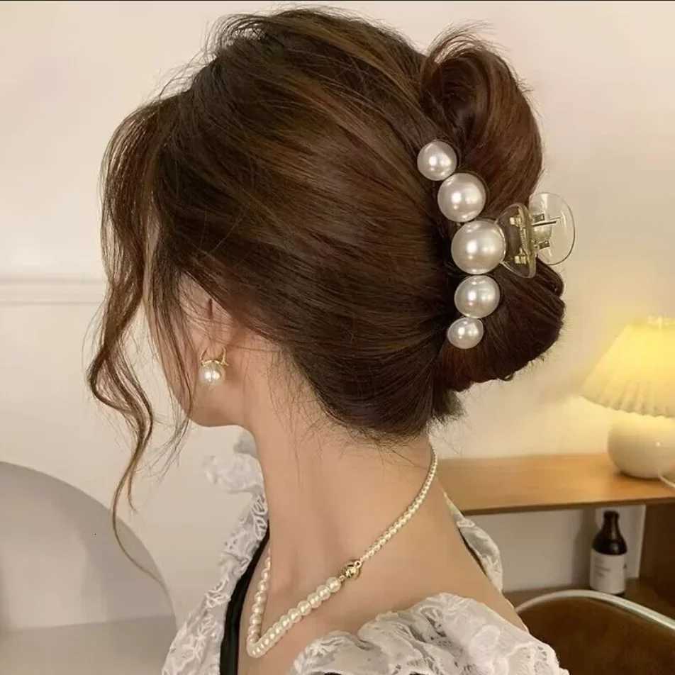 Vintage Pearl Clips Set Large Claw Korean Ponytail Big Barrettes Hairpins for Women Bun Hair Accessories Hairgrip Gifts Z250729