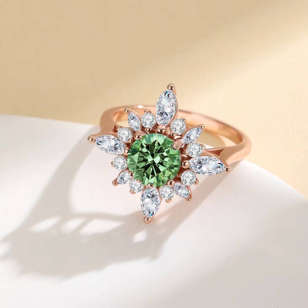 Trendy Rose Gold Real S925 Sterling Silver D Color VVS 1CT Pink Green Blue Black Diamond Moissanite Ring for Women Engagement