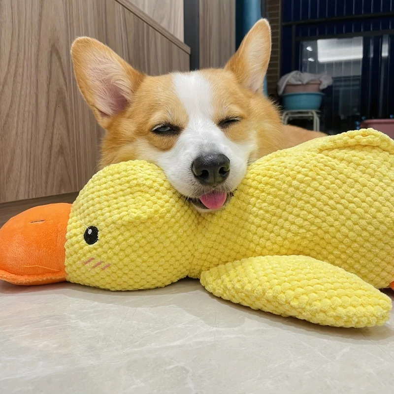 1pc Large DuckShaped Squeaky Plush Toy for Dogs Teeth Cleaning Durable ChewToy Interactive Fun Engaging Playtime 250729