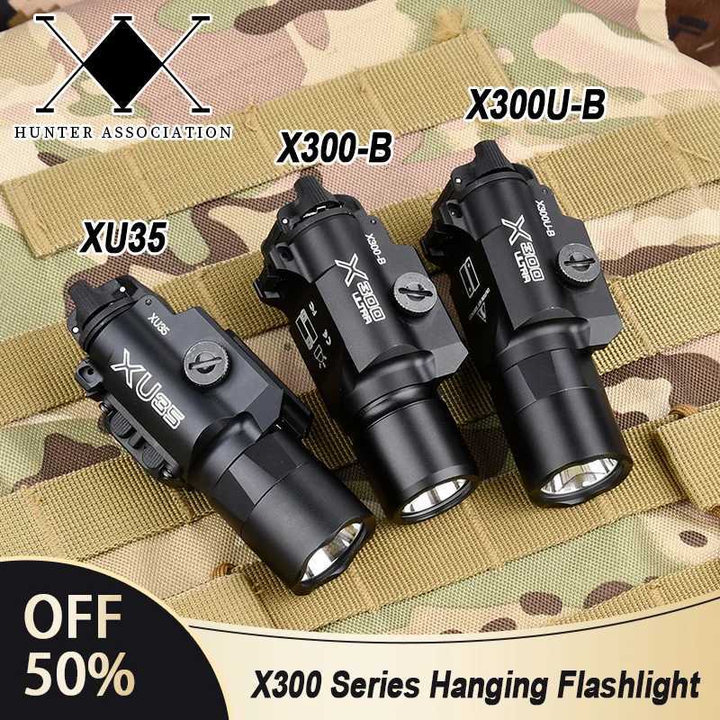 WADSN Tactic X300 X300U Metal Hanging Pistol Flashlight Strobe LED Fits 20mm Rail Airsoft X300-B X300U-B XU35 Hunting Gun Light R250728