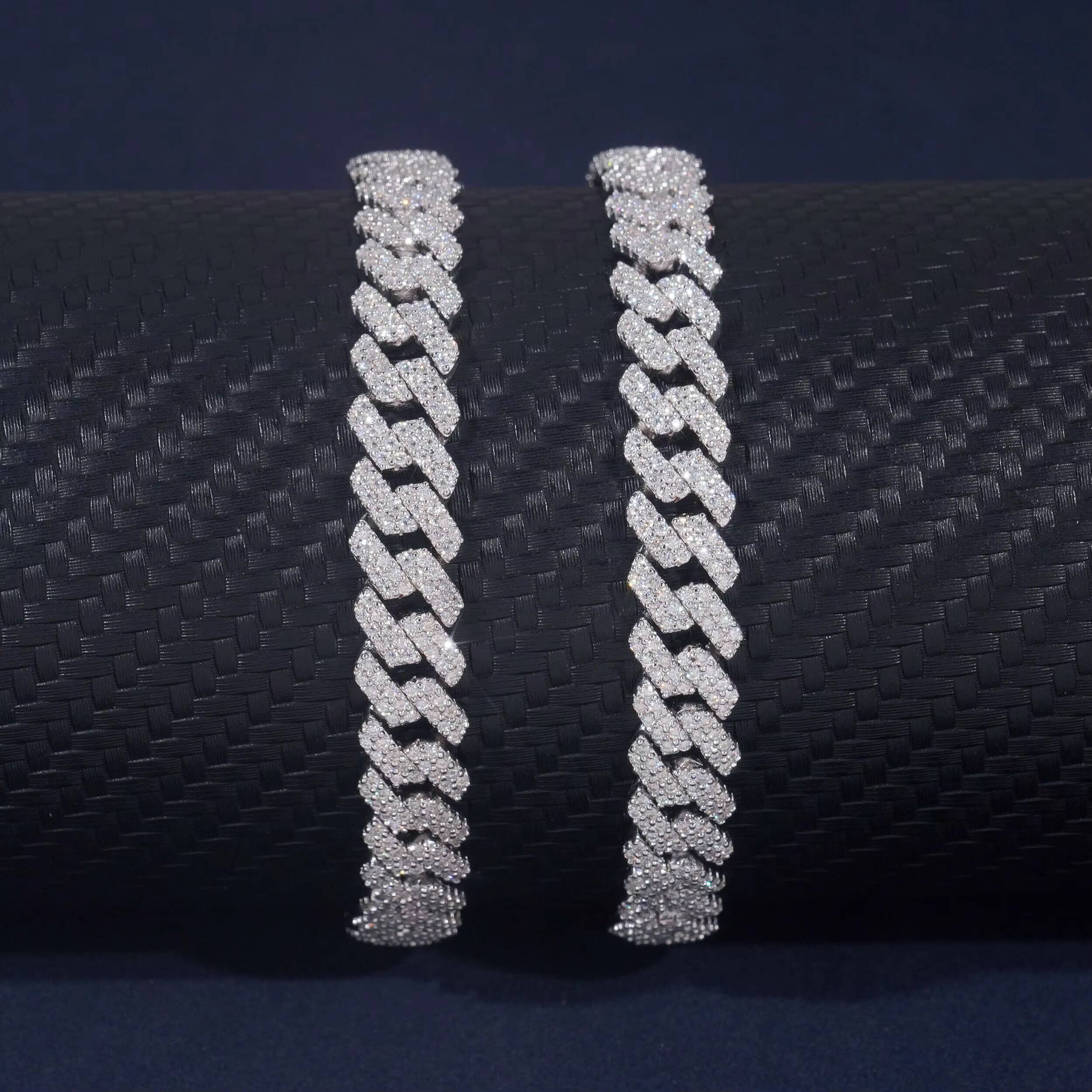 Fast Shipping 2Rows 8MM Iced Out Diamond Cuban Chain Hip Hop Style Vvs Moissanite Cuban Link Bracelet Men