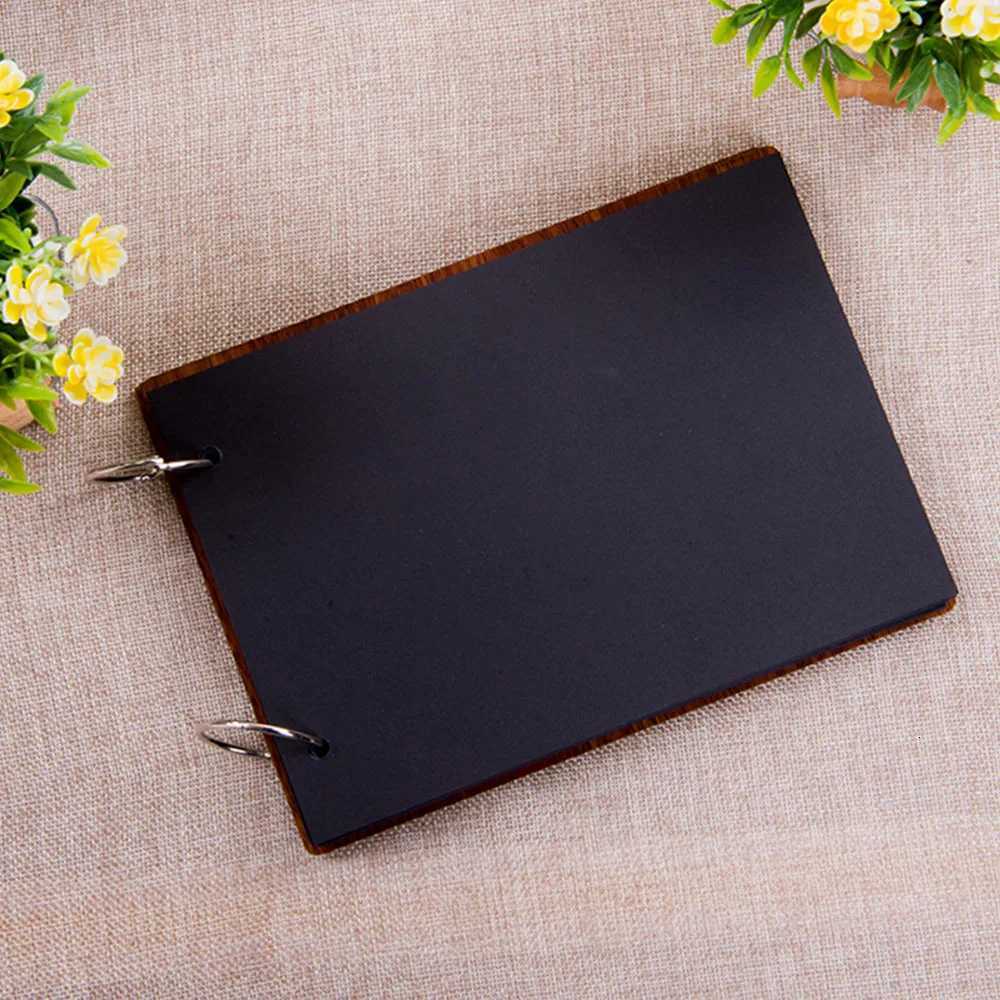 Photo Album Black Pages 8 Inch Wood Scrapbook DIY for Valentines Day Baby Lovers Anniversary Birthday Christmas Gift Z250729