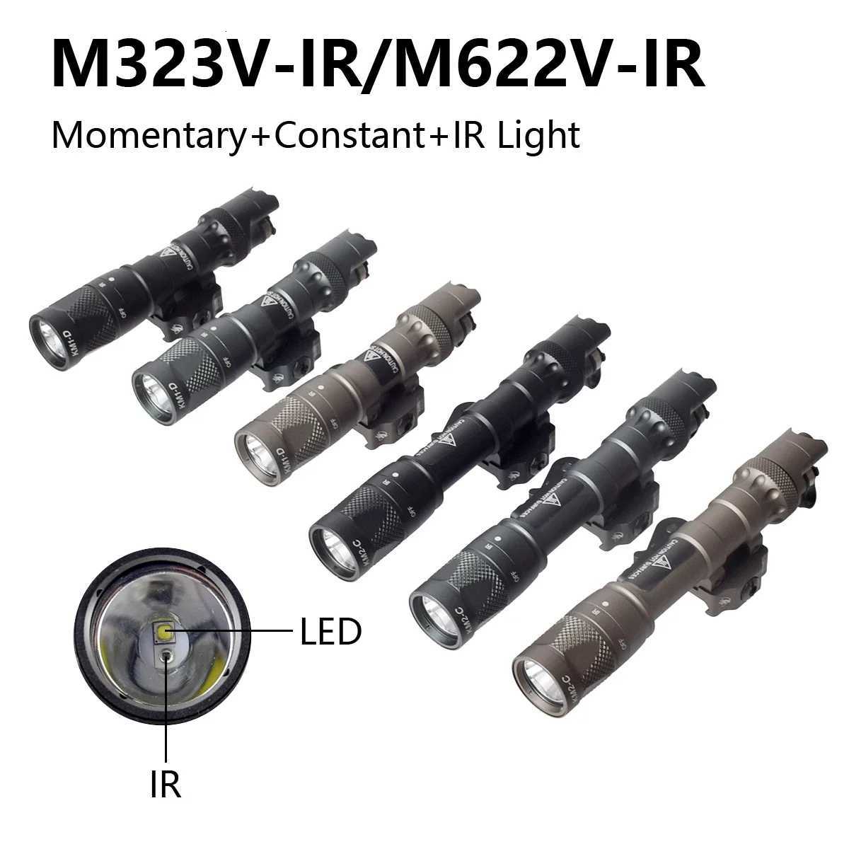Airsoft M300 M323V M622V M600 Upgrade Weapon Gun LED Flashlight M323V-IR M622V-IR Strobe IR Infrared Output Scout Light R250728