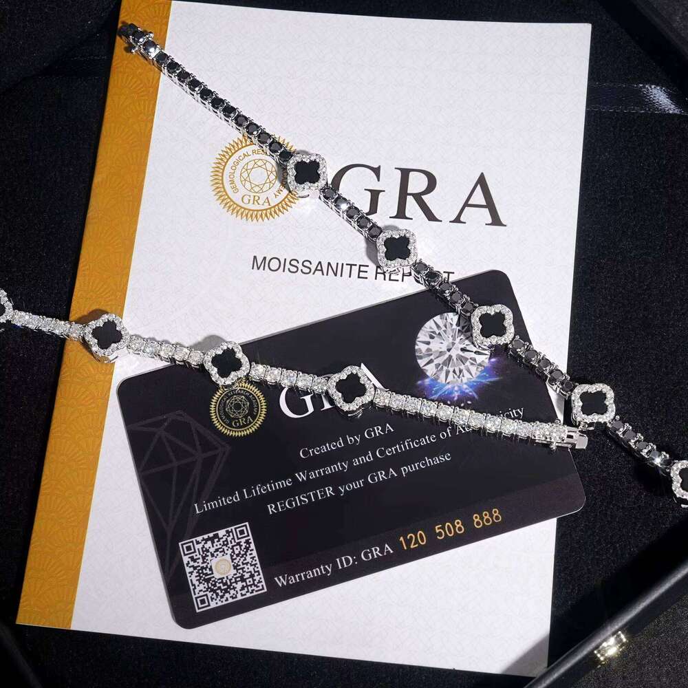 High Quality Sterling Sier Dia VVS Moissanite Tennis Fashionable Hip Hop Iced Out Clover Bracelet