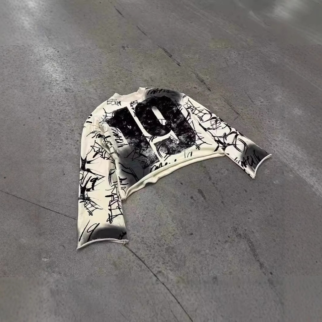 Gothic Street Style Digital Print Pattern T-Shirt Mens Fashion Hip Hop Harajuku Y2K Mens Casual Sweatshirt