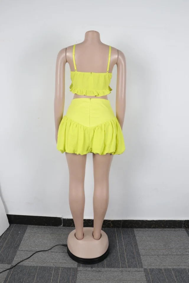 Summer White Outfits Hollow Out Crop Tank Pleated Skirt 2 Piece Set Women Ring Bead Strap Sleeveless Top Mini Suits 250729