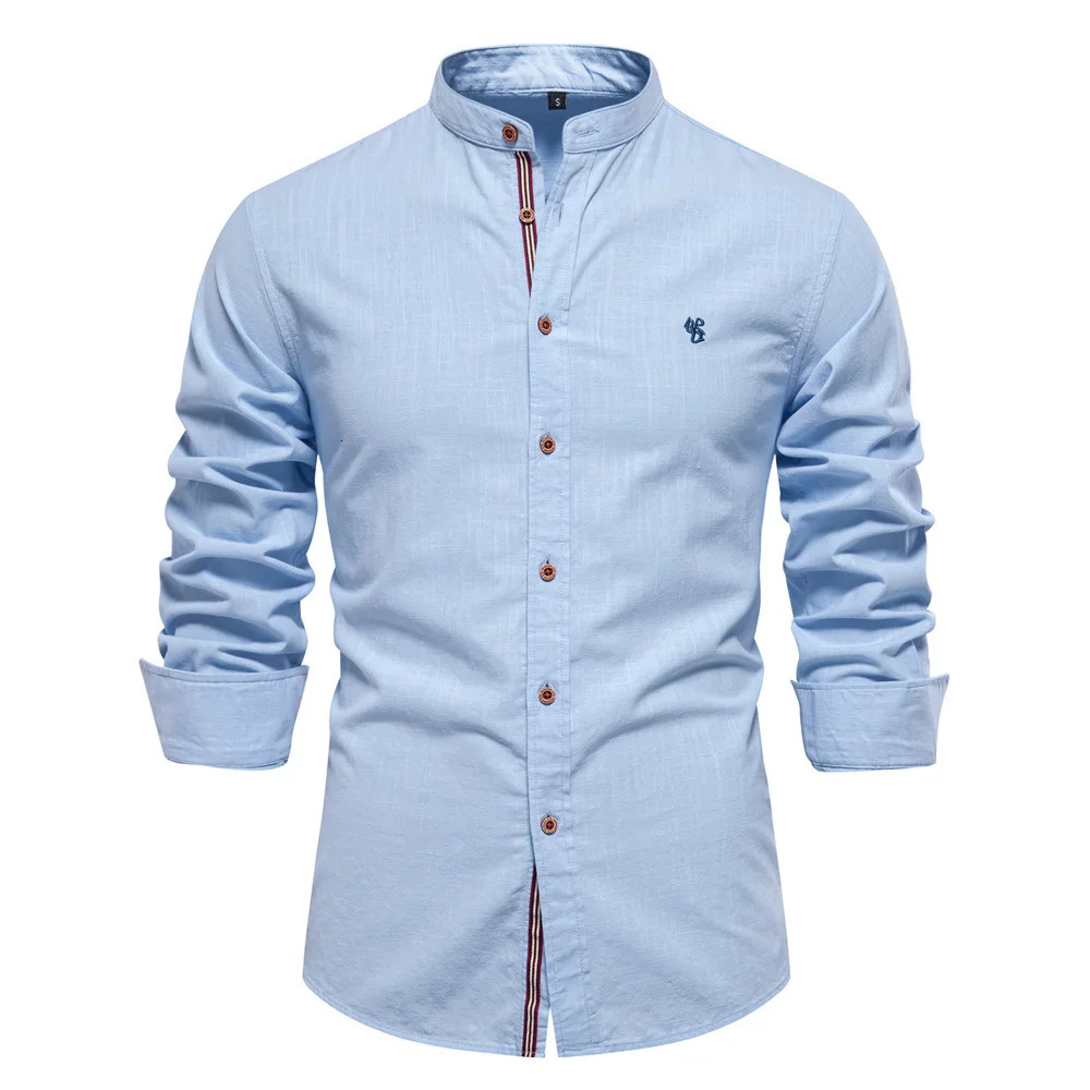 100% Cotton Linen Shirt Men Solid Color y Shirts Blouses High Quality Long Sleeve Button Down Casual Tops 250729