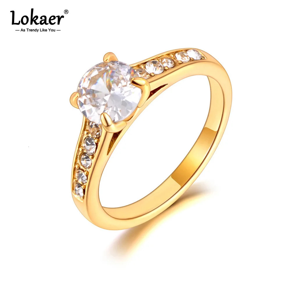 Lokaer Stainless Steel Cubic Zirconia Wedding Ring Fashion Jewelry Engagement Finger Ring For Women Bijoux Femme Gift R23075 250729
