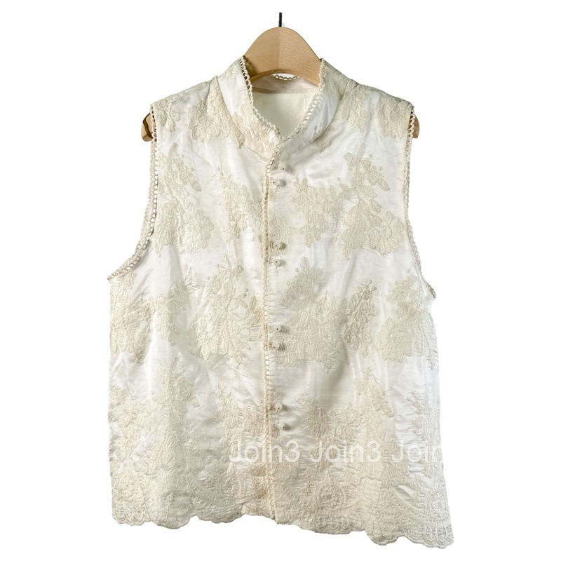 New Chinese Style Heavy Embroidery Vest for Women White High-End Stand Collar Embroidered New Chinese Style Loose Vest for Women