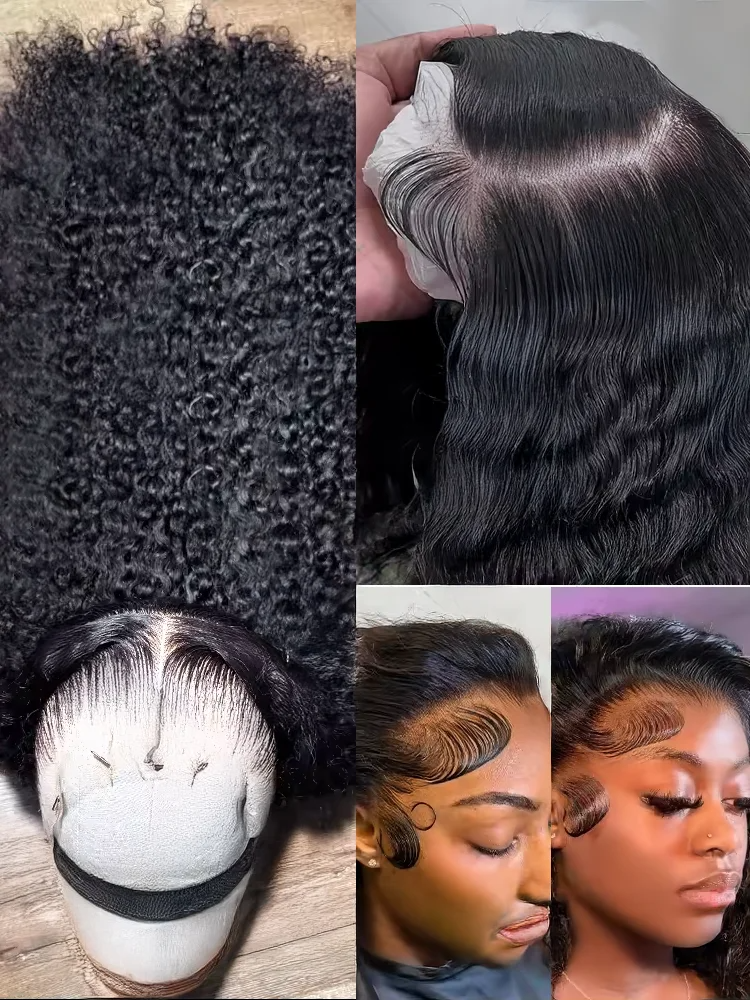 Wear And Go 40 Inch Deep Wave 13x4 Lace Front Gluless Wig 200% Remy Curl 360 Full Lace Frontal Wig Human Hair Synthetic For Black Women