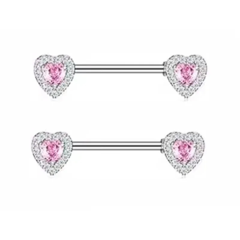 1Pair Pink Butterfly Nipple Piercing Jewelry Shiny Crystal Nipple Rings For Women Girls Heart Nipple Barbells Piercing Pezon 250729