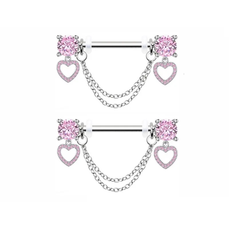 1Pair Pink Butterfly Nipple Piercing Jewelry Shiny Crystal Nipple Rings For Women Girls Heart Nipple Barbells Piercing Pezon 250729