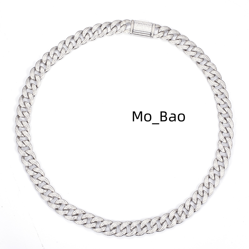 MSN-514 925 Silver Hip Hop 6mm 16/18/20/22/24/26 Inches Necklace Iced Out GRA Moissanite Cuban Chain