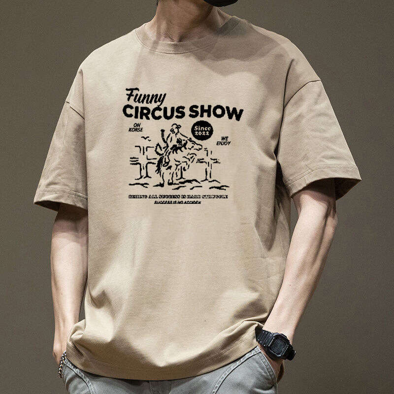 Designer T Shirt Heavyweight Pure Cotton T-Shirt For Men, Summer Short Sleeve, Trendy Brand, Ins Style, Loose Fit, Hong Kong Style, High Street Top, O