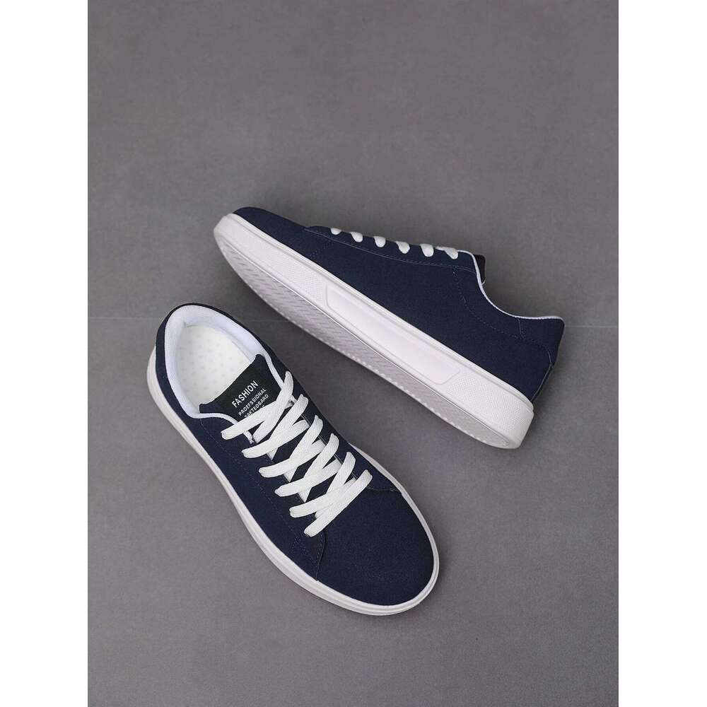 Men's Normcore Solid Color ing Light and Comfortable Low-Top Skateboard Shoes, Versatile Front Strap Outdoor Sports Blue Student Flats Shoes