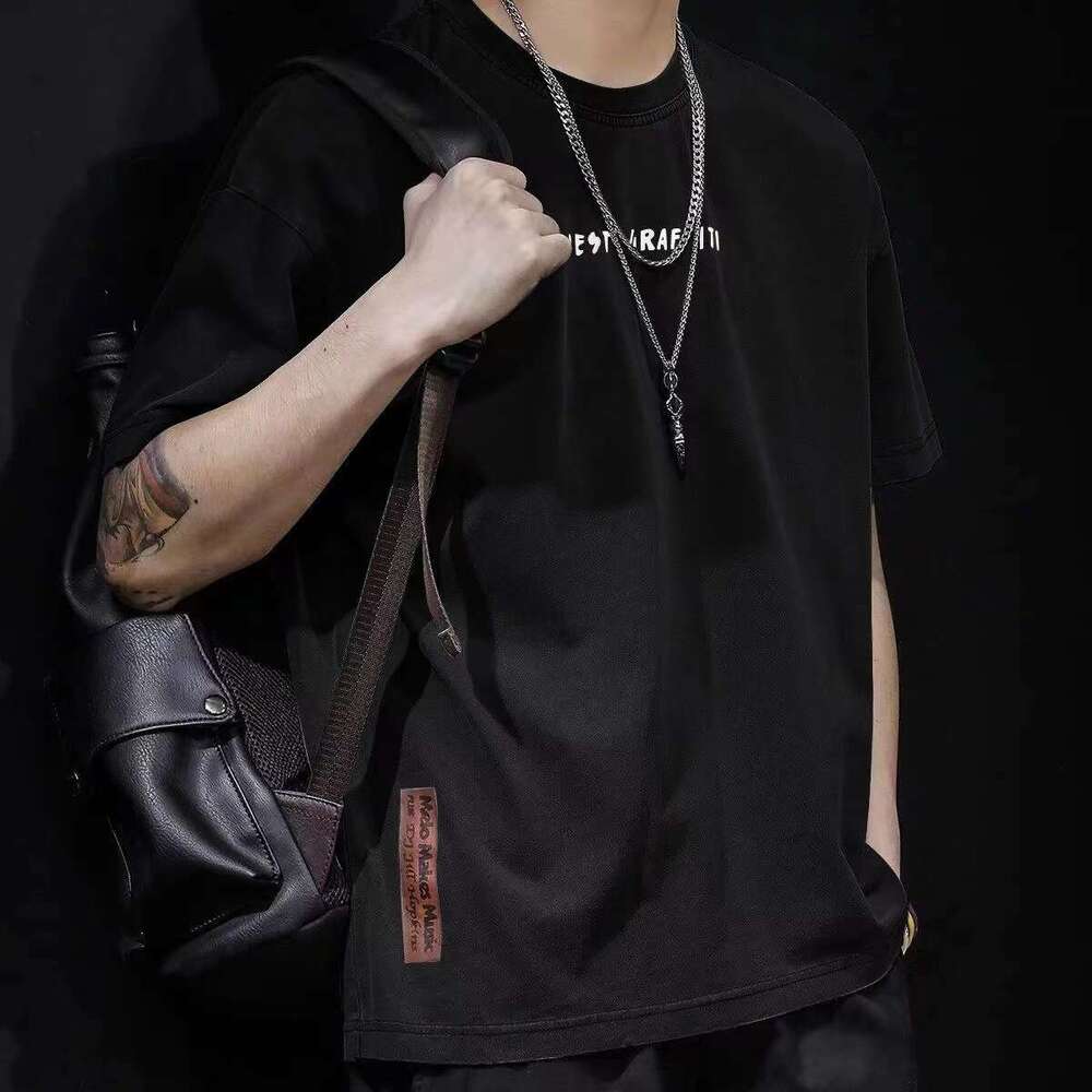 Designer T Shirt Men's Spring Summer Loose Cotton T-Shirt Versatile Men's Summer Breathable Long Sleeve Round Neck Short Sleeve Simple Cloth