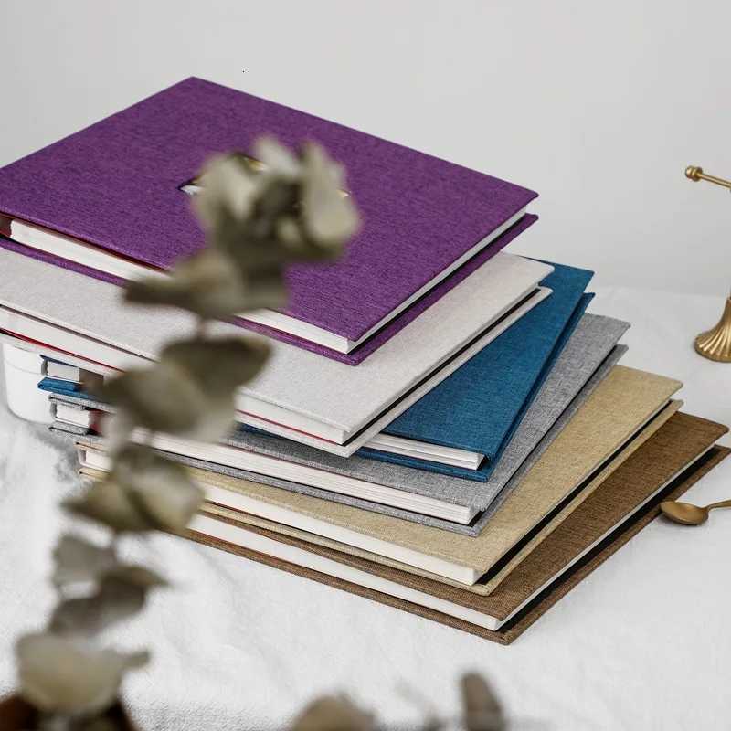 Solid Color Large Photo Album Linen Self-Adhesive Laminating DIY Photo Album 20 Sheets Family Anniversary Wedding Photo Storage Z250729