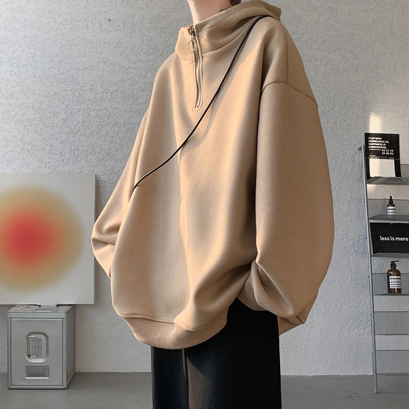 Turtleneck Hoodie Zipper Pullovers Streetwear Hip Hop Hooded Sweatshirt Men Clothing Korean Couples Harajuku Coat 250729
