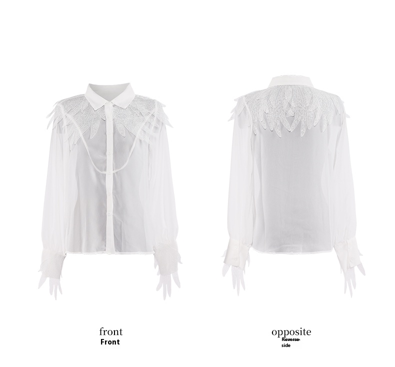 Womens Elegant White Tops and Blouses Dressy Casual Lace Stitching Top Versatile Fashion White Shirts Female 6112598