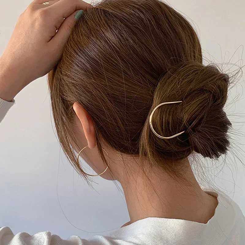 New Trendy Simple Metal Hair Stick Geometric U Shape Hair Forks Hair Accessories for Women Daily Wear Z250729