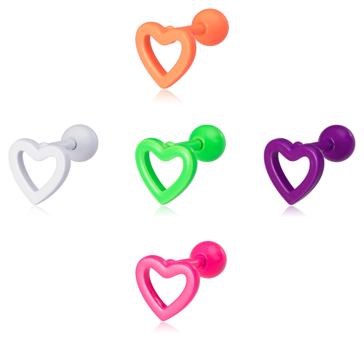 Baking paint stainless steel heart ear bone nail human piercing earring jewelry wholesale