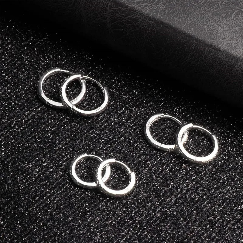 925 Sterling Silver Small Hoop Earrings Zirconia Huggie 14K Gold Plated Cartilage Piercing Ear Cuff Tiny Earrings for Women Men 250729