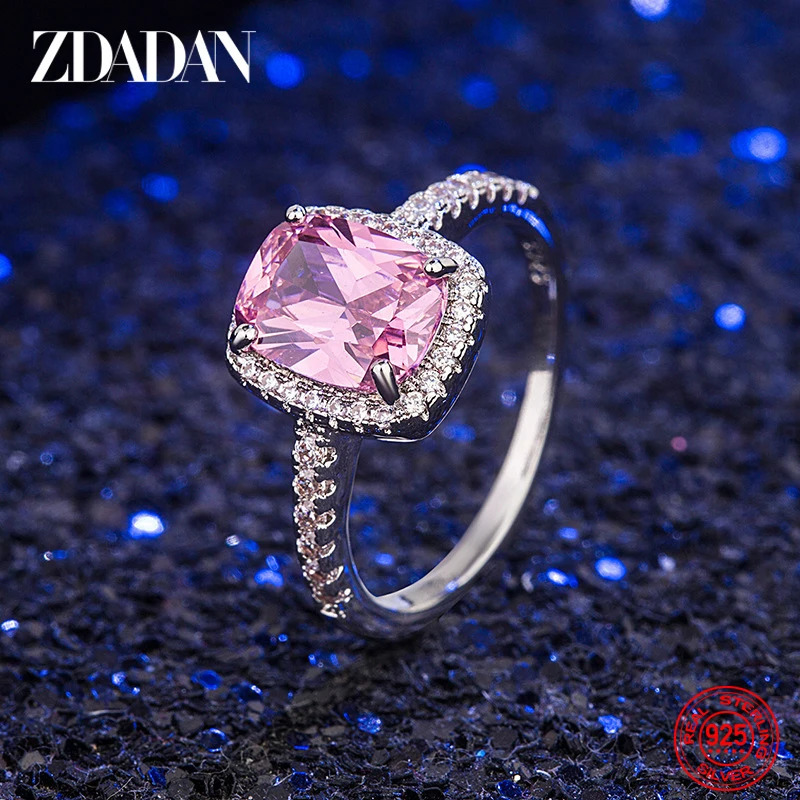 ZDADAN 925 Sterling Silver Vintage Emerald Rings For Women Wedding Engagement Jewelry 250729