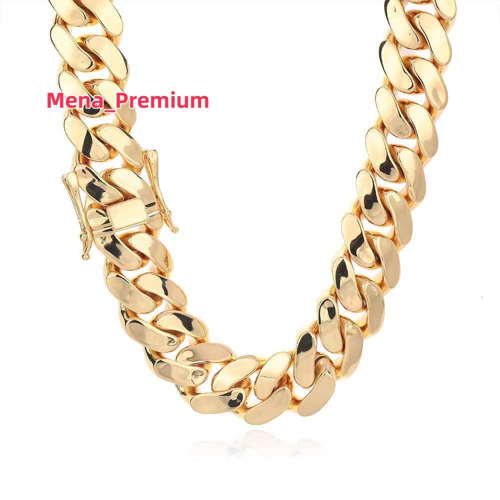 Factory Customized 18mm Genuine S925 Silver Link Chain Necklace Bracelet Set Gold Plated Miami Cuba Style